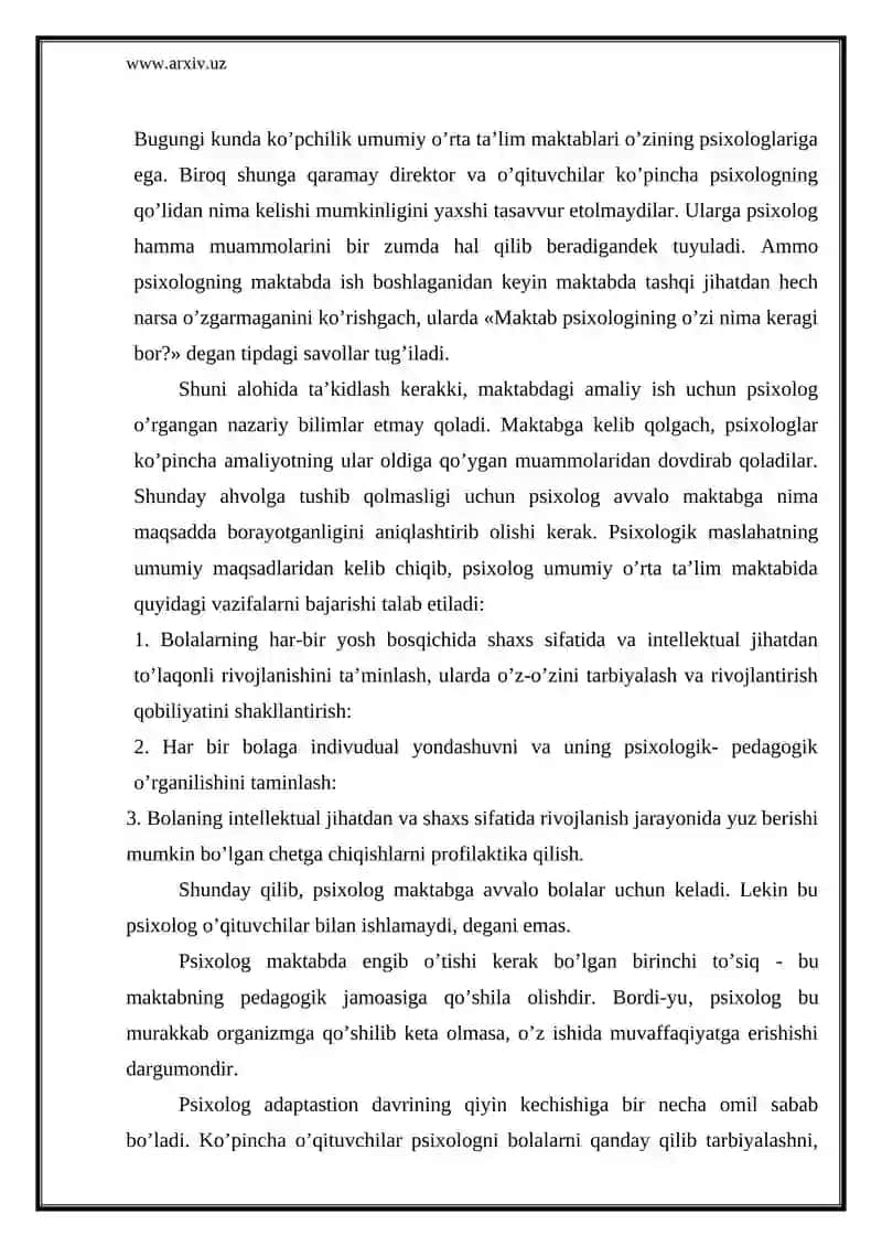 Psixolog kasbiy faoliyat turlari 2