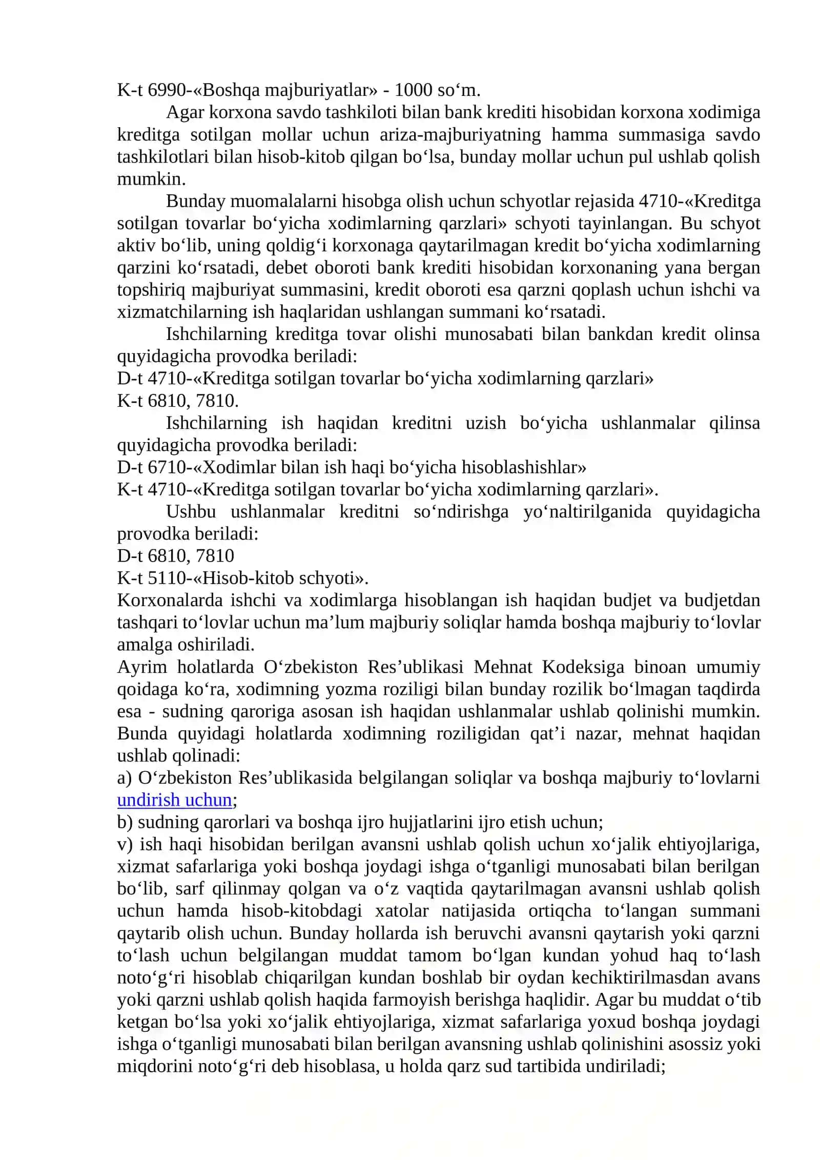 Ish xaqqidan ajratmalar va to‘lovlar hisobi 2