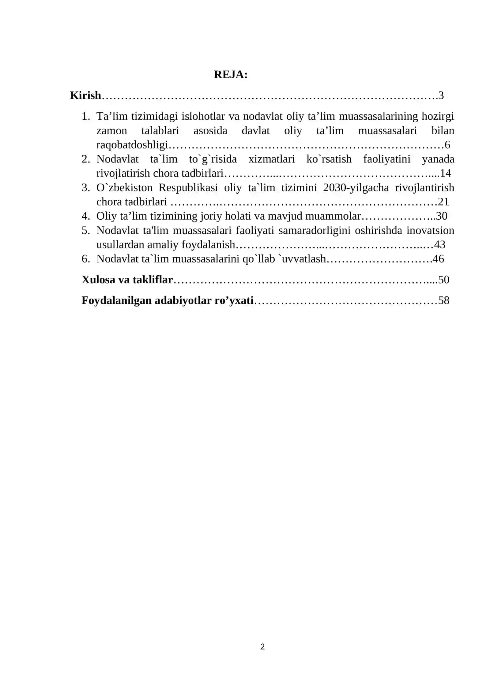MEXNAT BOZORIDA NODAVLAT TA`LIM MUASSASALARI FAOLIYATINI RIVOJLANTIRISH 2