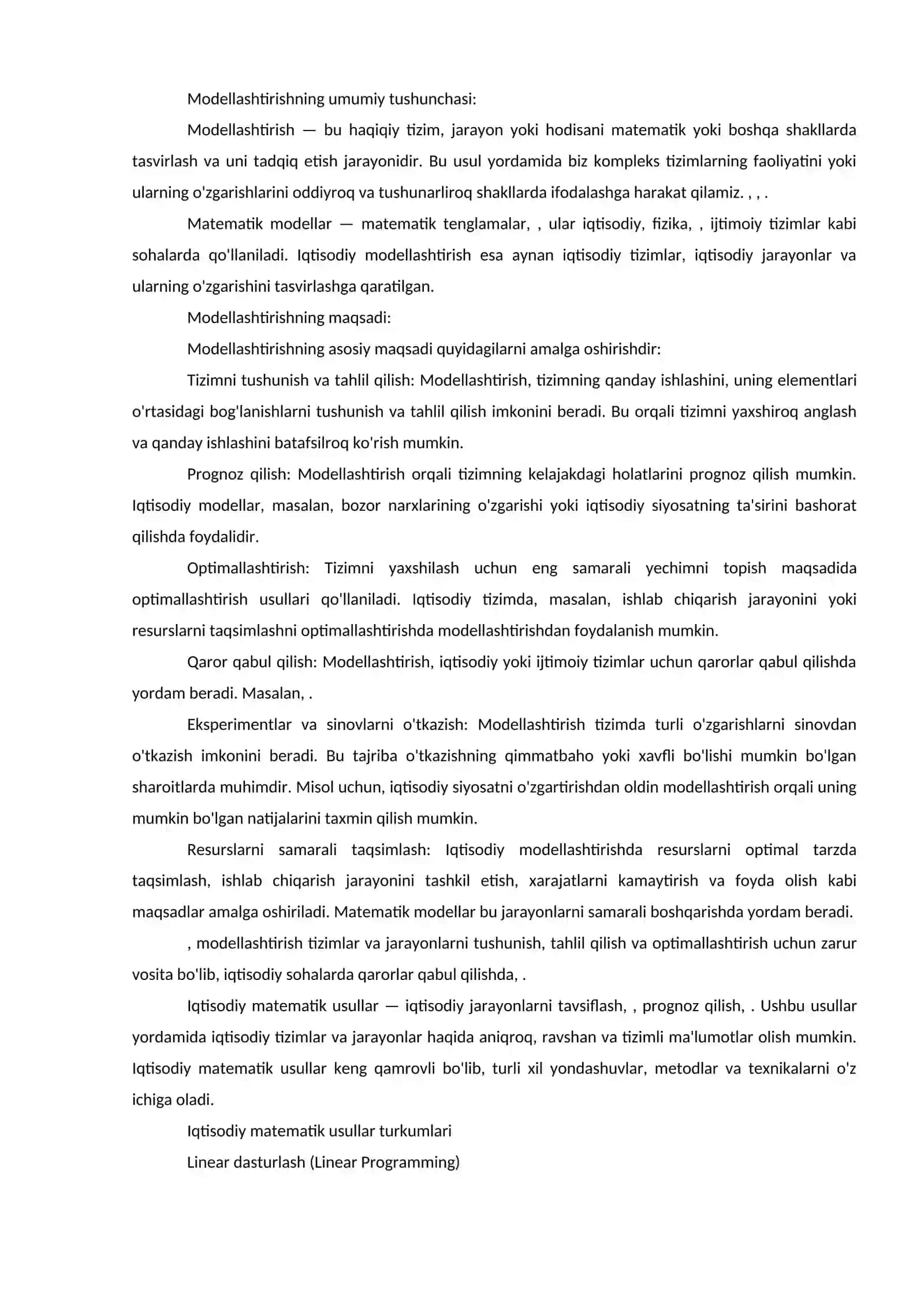 Modellashtirishning umumiy tushunchasi va maqsadi 2
