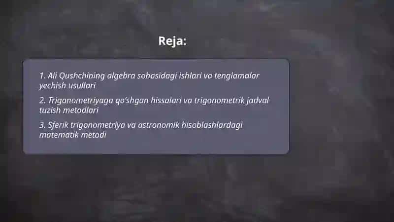 Ali Qushchining matimatika sohasiga qoʻshgan hissalari 2