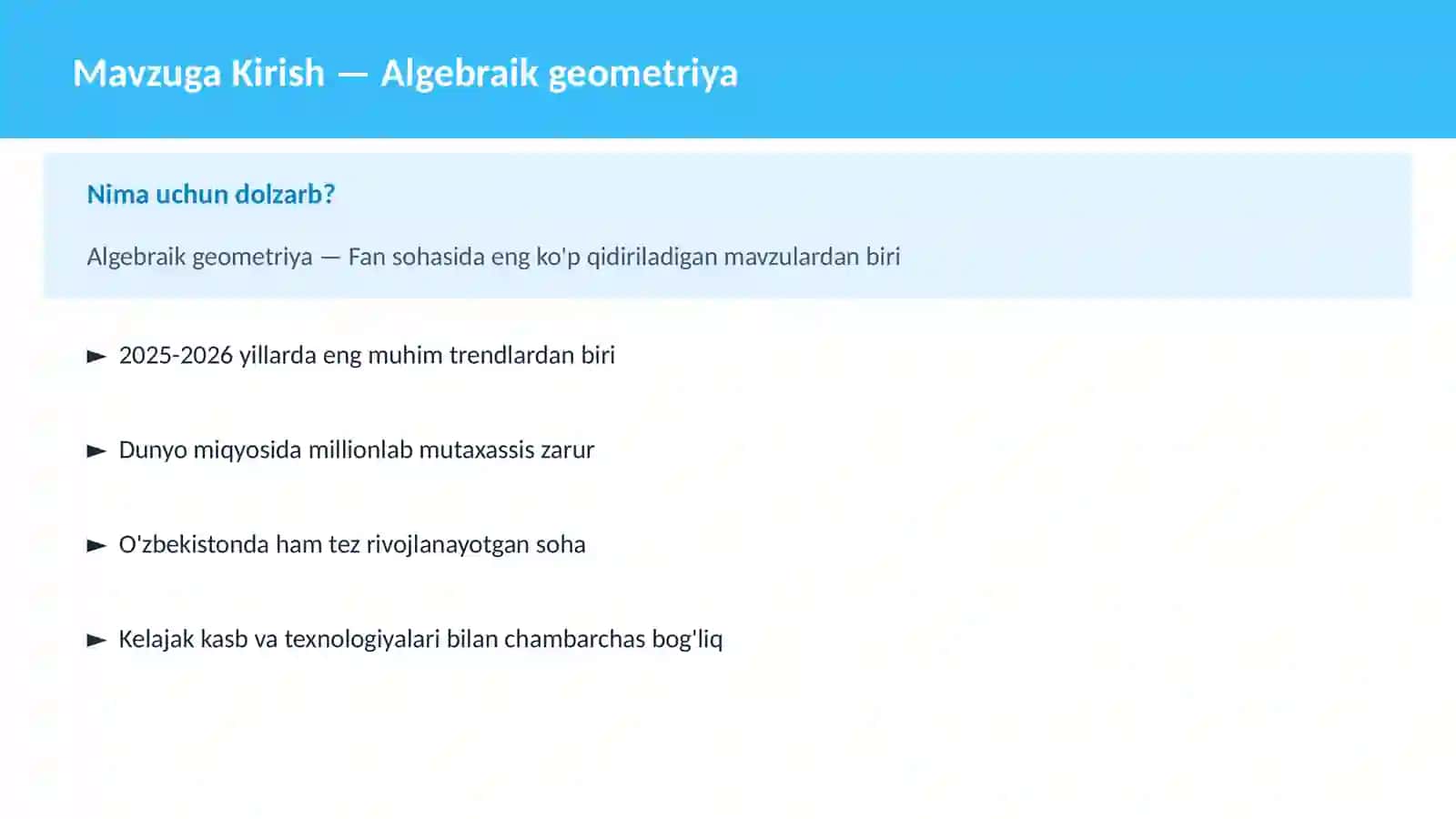 Algebraik geometriya 2