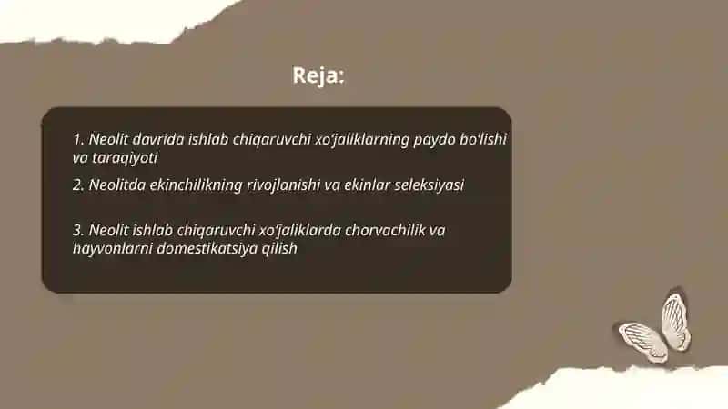 Neolit ishlab chiqaruvchi xoʻjaliklarning taraqiyoti 2