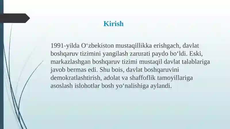 Mustaqillik yillarida davlat boshqaruvtizimi 2