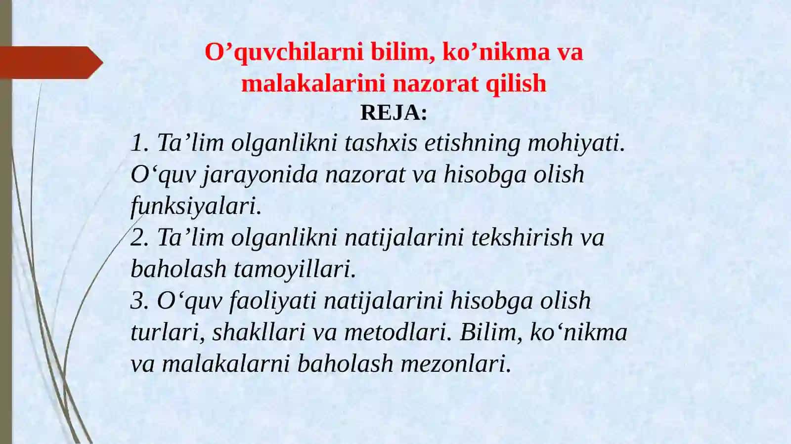 O'quvchilarni Bilim, Ko'nikva Malakalarni Nazorat Qilish 2