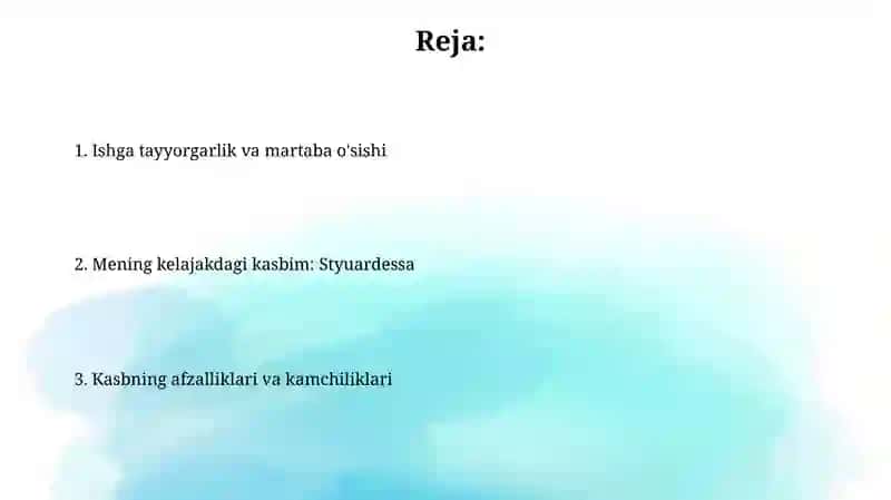 Mening kelajakdagi kasbim: Styuardessalik 2