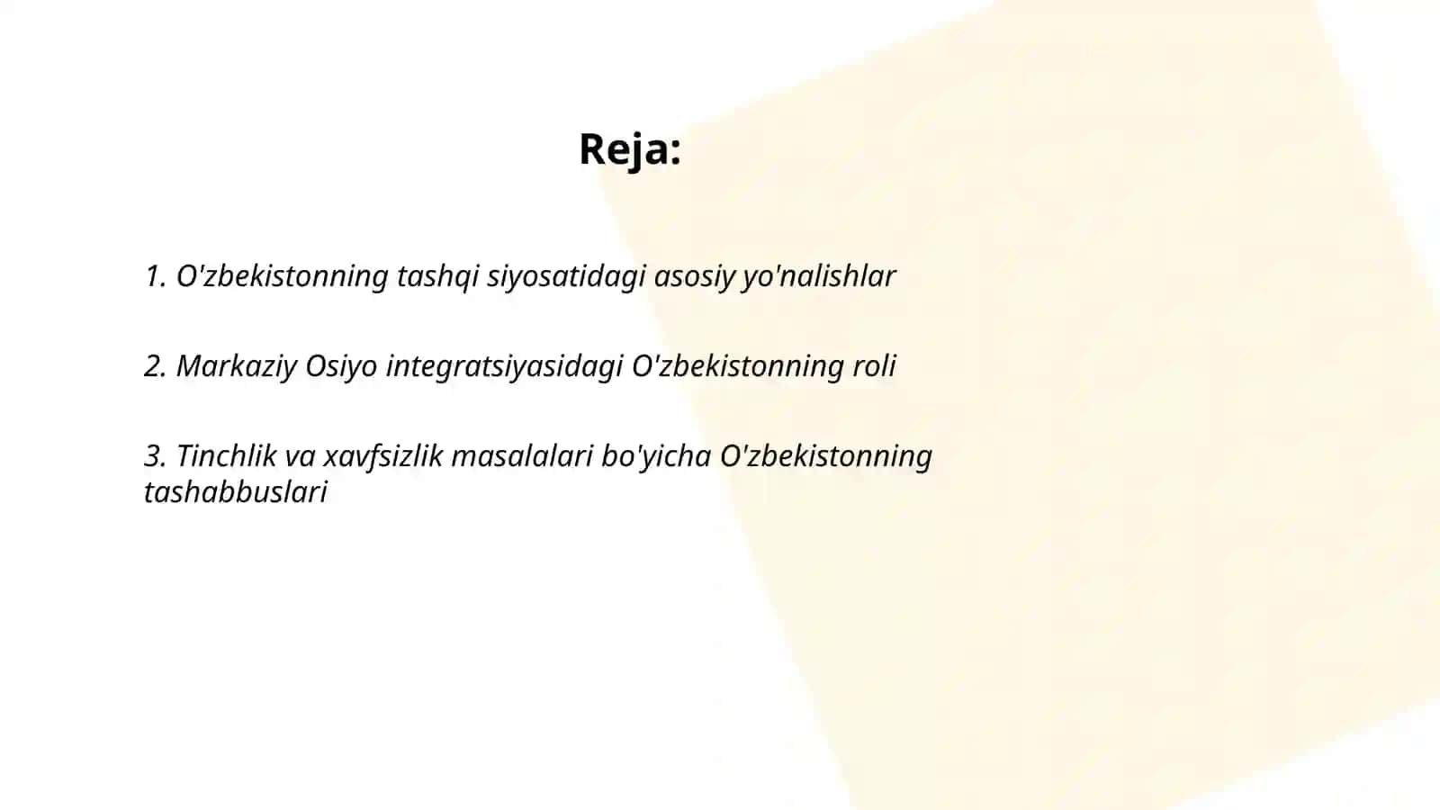 O'zbekistonning Markaziy Osiyoda tinchlik va barqarorlikni ta'minlashdagi o'rni 2