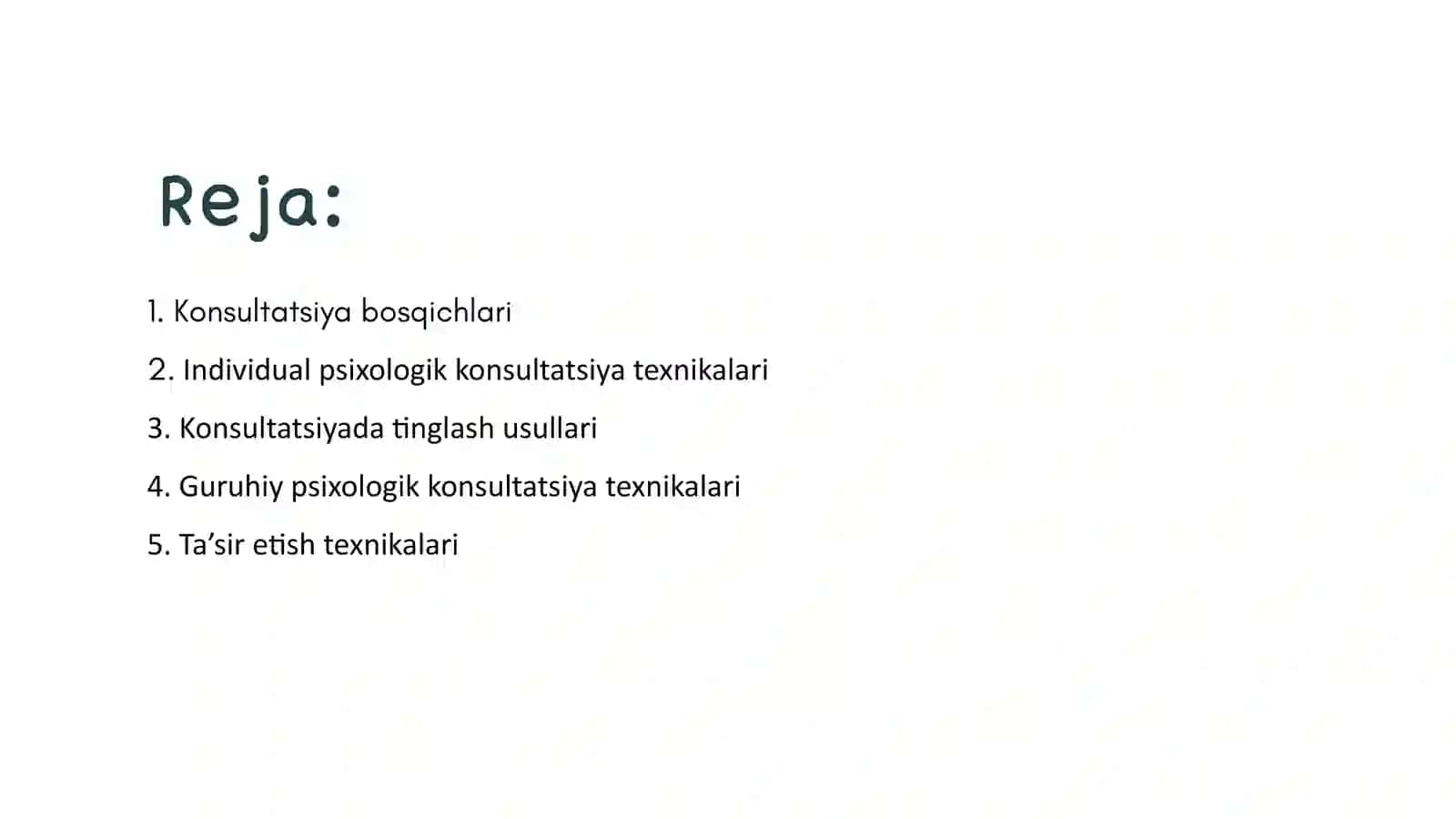 Konsultatsiya bosqichlari va konsultativ ta’sir etish texnologiyasi 2