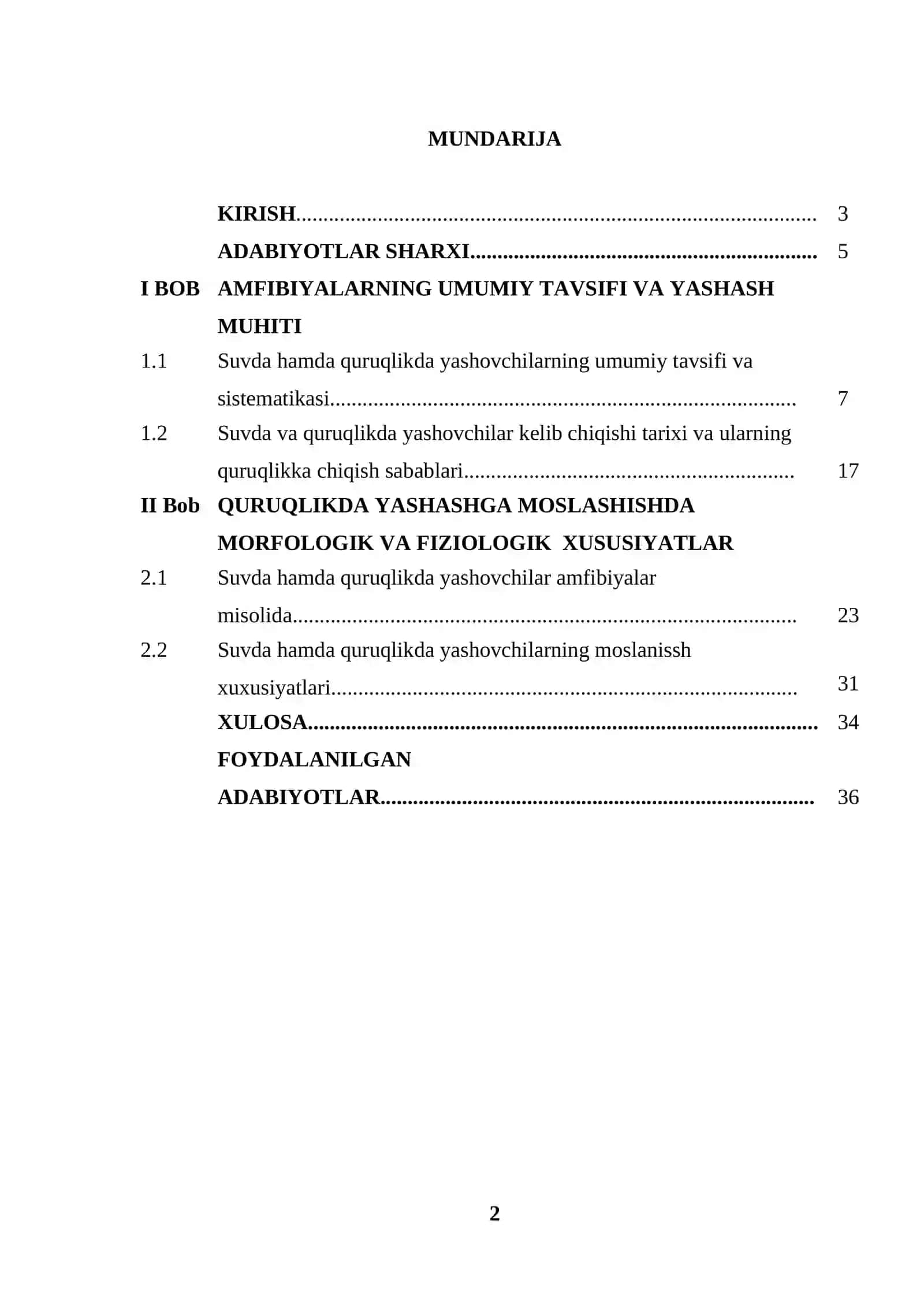 Suvda ham quruqda yashovchilarni quruqlikda yashashga moslashishini ta'minlovchi morfologik va fizilogik xususiyatlar 2