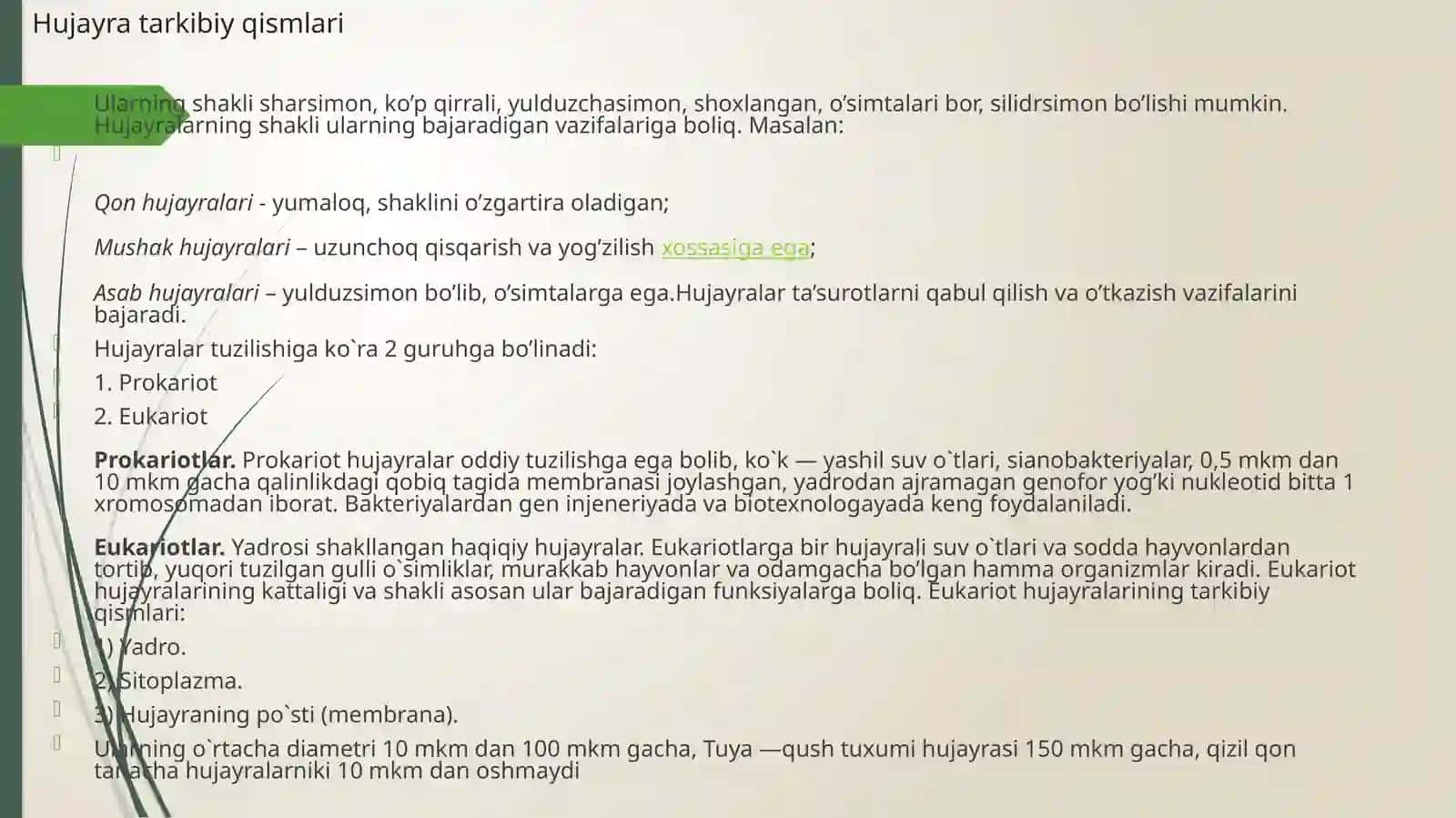 Hujayra va to’qima fizologiyasi 2