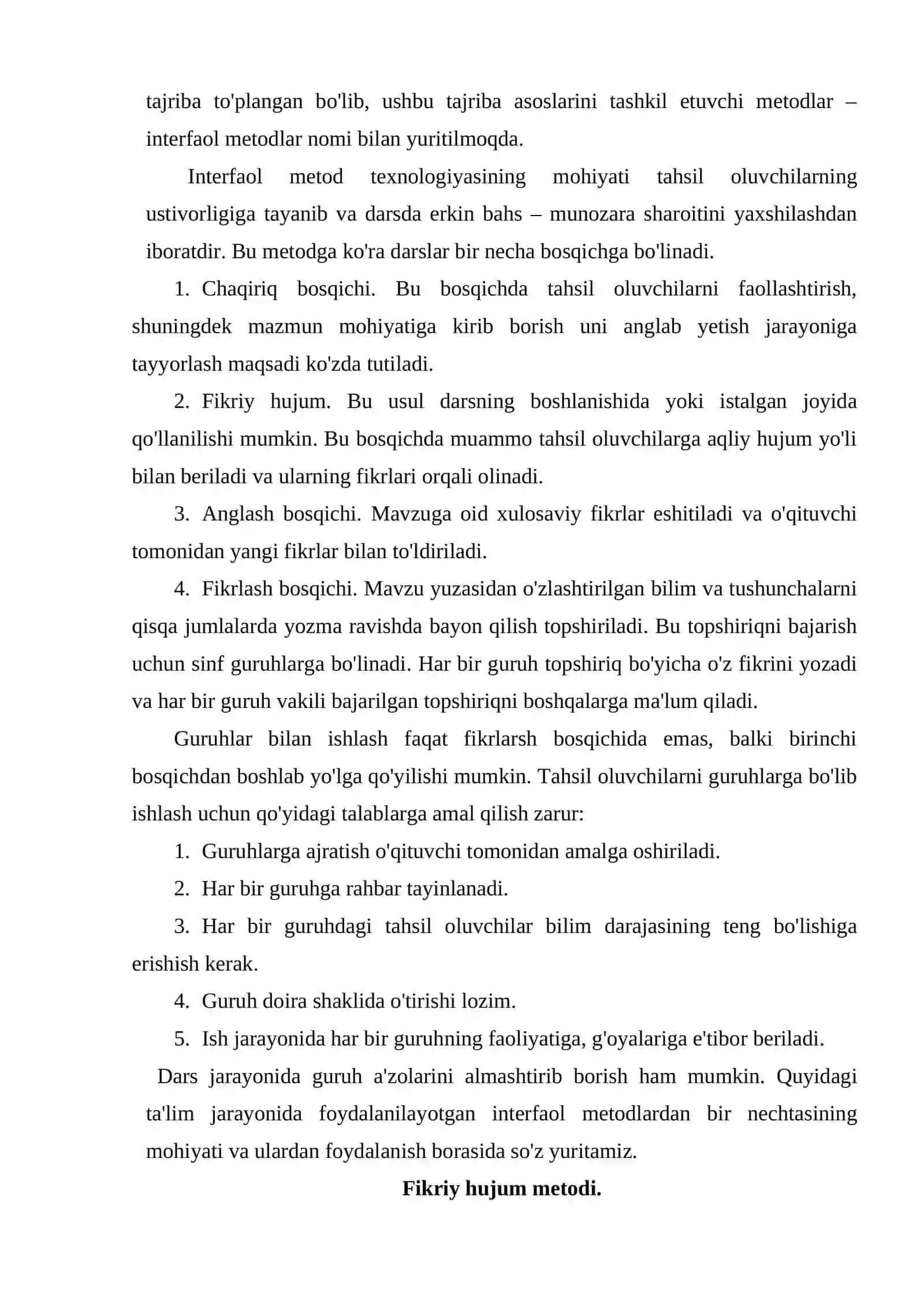 INTERFAOL METODLAR ORQALI O’QUVCHILAR OG’ZAKI NUTQINI O’STIRISH 2