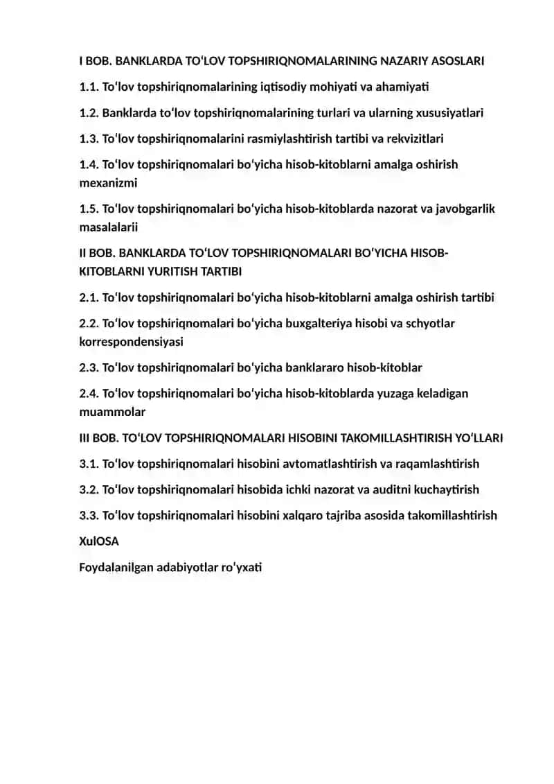 Banklarda to‘lov topshiriqnomalari bo‘yicha hisob-kitoblar hisobi 2