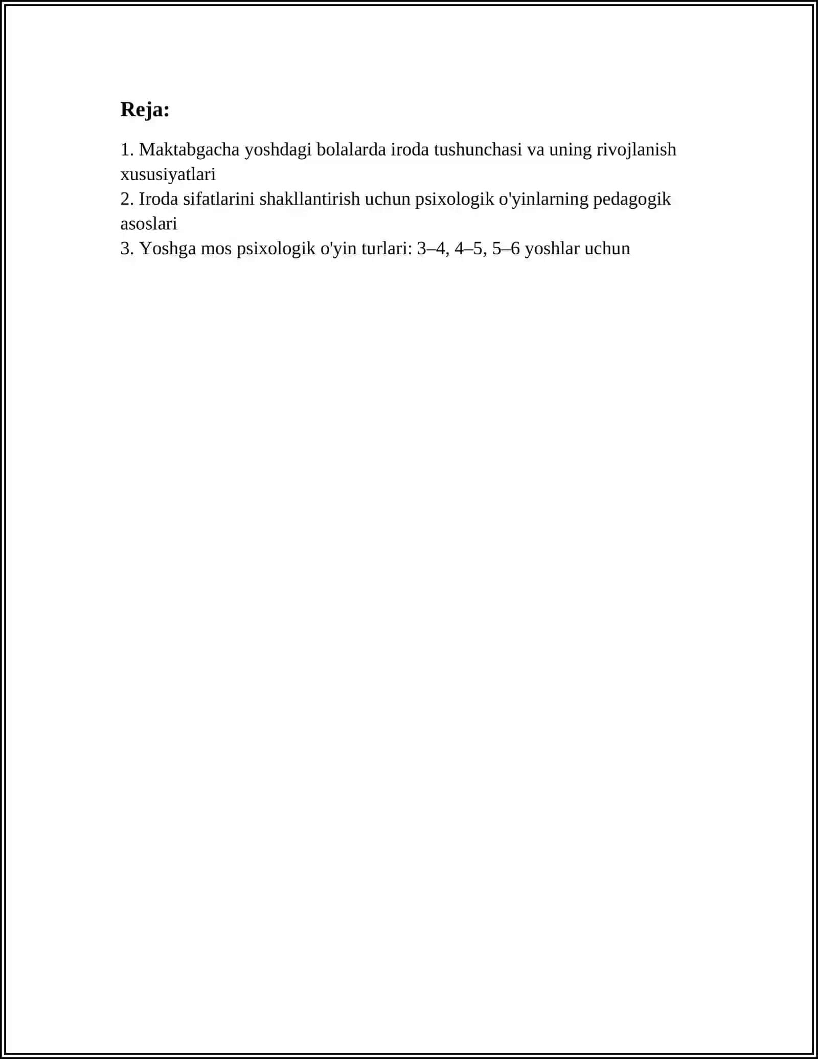 MAKTABGACHA YOSHDAGI BOLALARDA IRODA SIFATLARINI RIVOJLANTIRISH UCHUN PSIXOLOGIK O'YINLAR TASHKIL ETISH 2