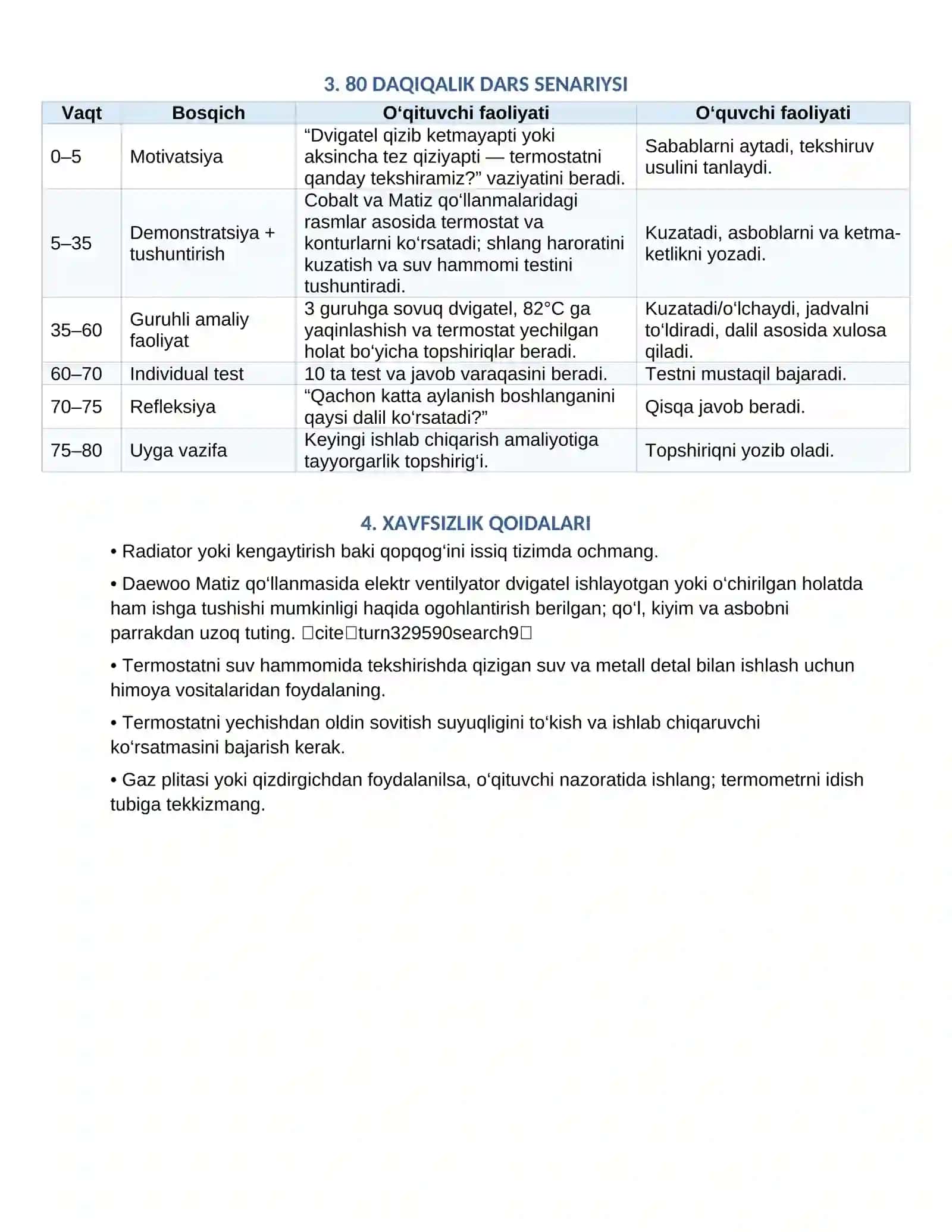 TERMOSTAT VA SOVITISH SUYUQLIGI AYLANISHINI TEKSHIRISH 2