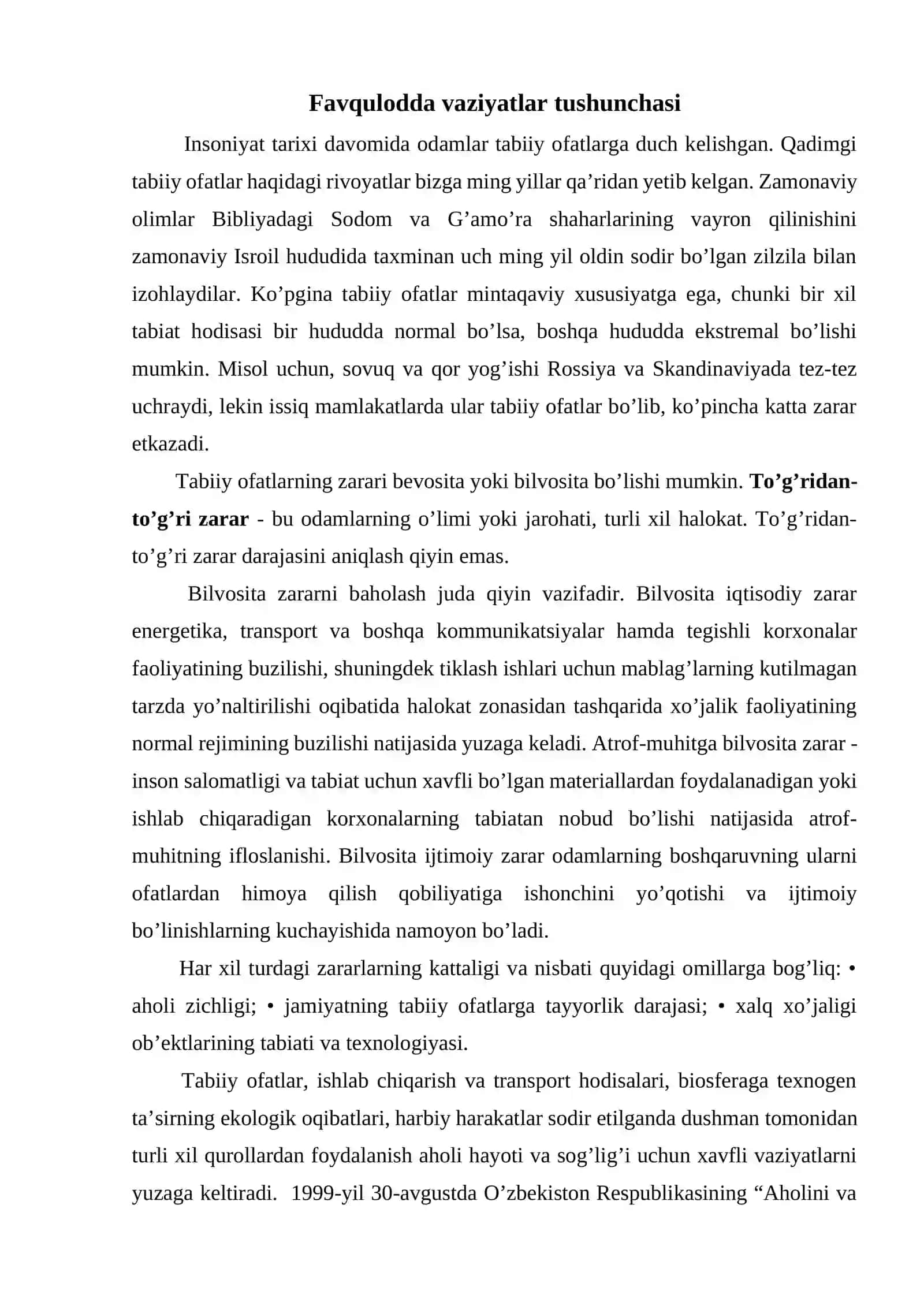 Favqulodda vaziyatlar tushunchasi 2