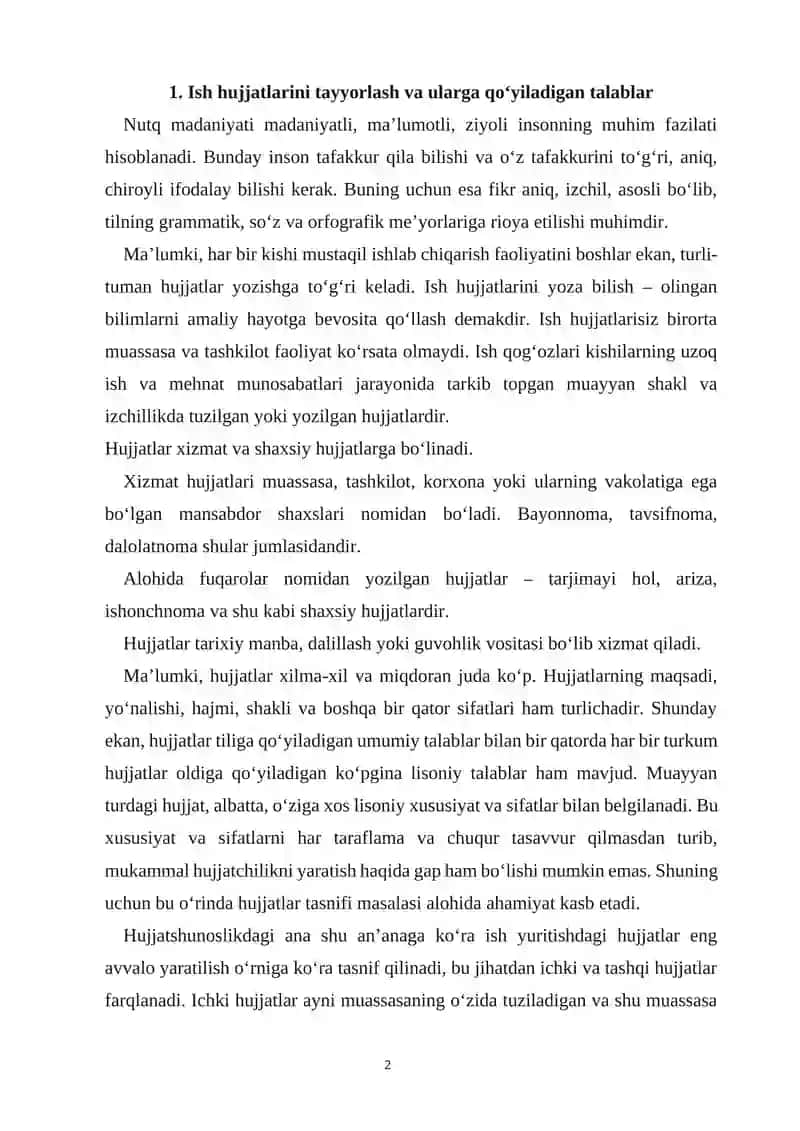 ISH HUJJATLARI VA ULARGA QOYILADIGAN ASOSIY TALABLAR 2