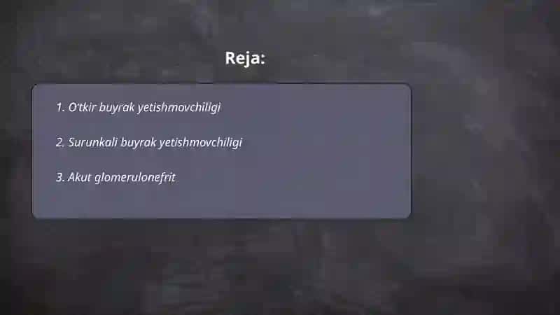 Oʻtkir buyrak yetishmovchiligi 2