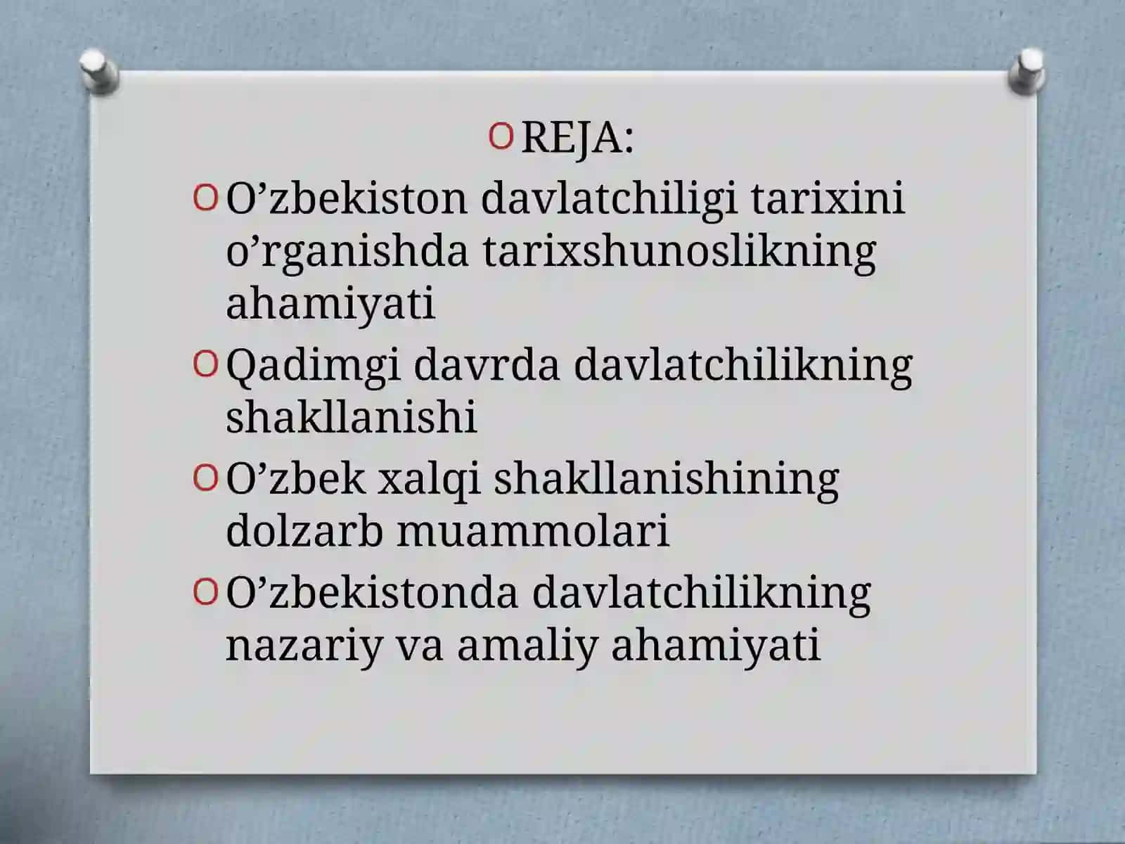 O’zbekiston davlatchiligi tarixi va uni o’rganishning dolzarb muammolari 2