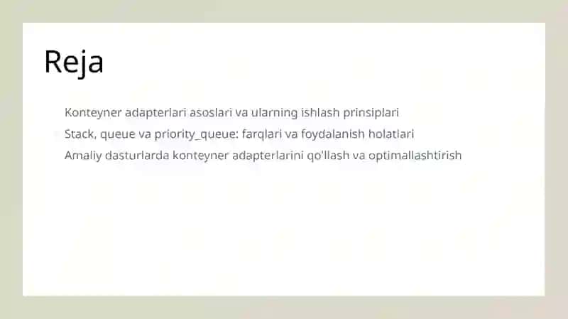 Konteyner adapterlari. Stack, queue, priority_queue 2