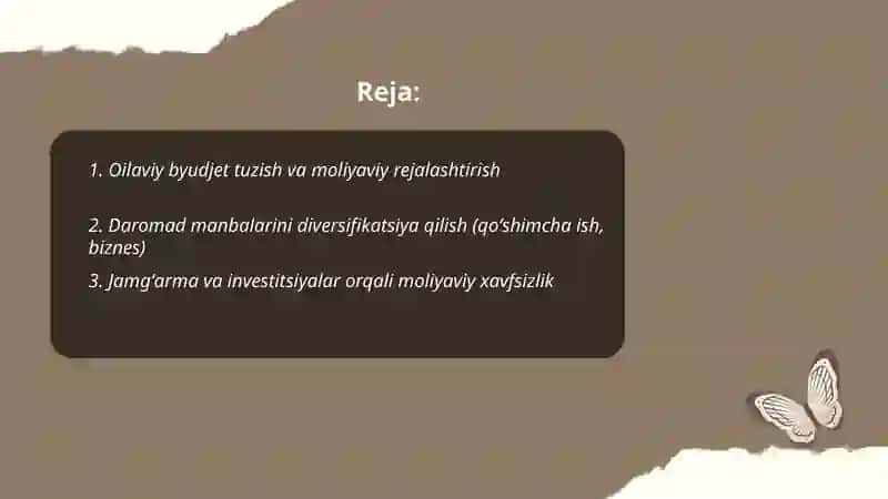 Oilaviy byudjet tuzish va moliyaviy rejalashtirish 2