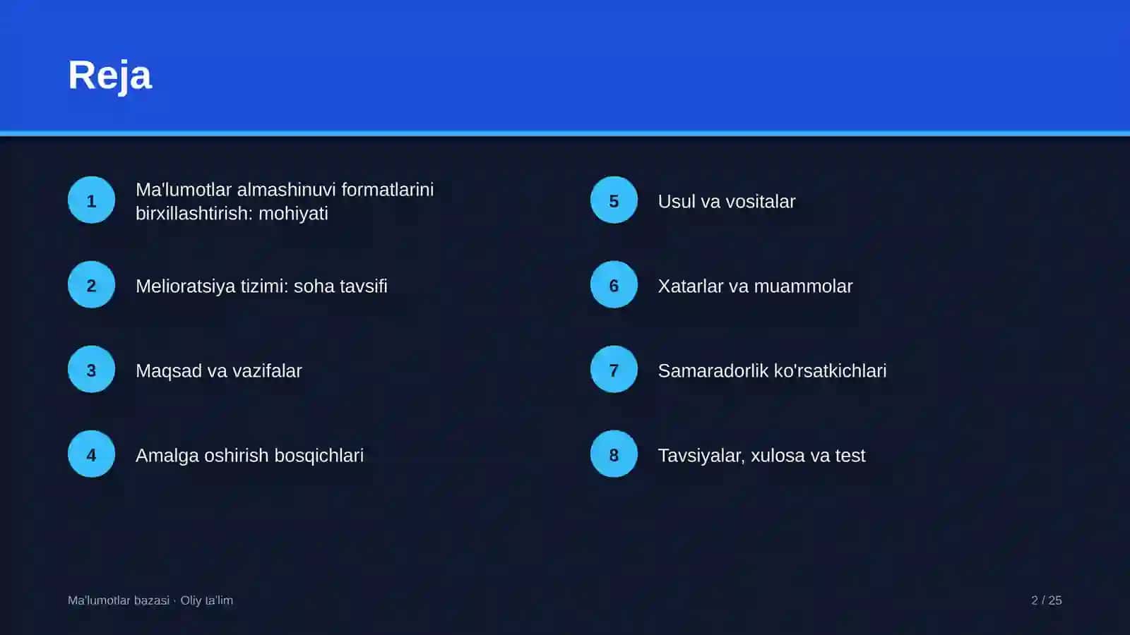 melioratsiya tizimida ma'lumotlar almashinuvi formatlarini birxillashtirish 9739 2