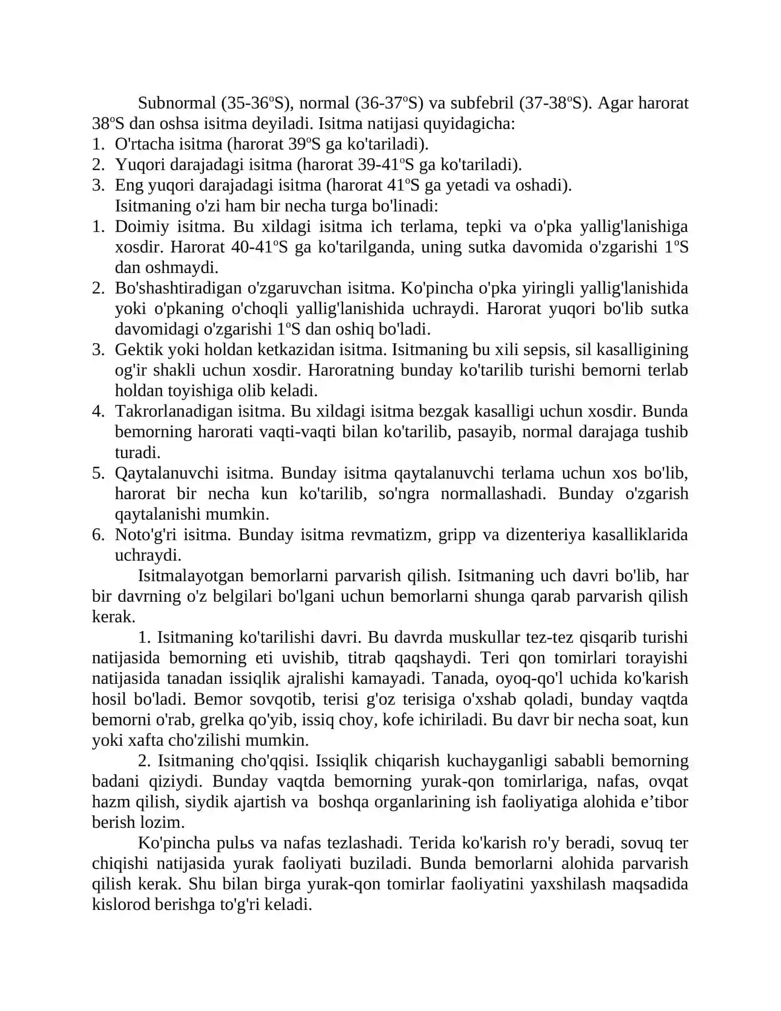 Tana xaroratini o'lchash texnikasi. Xarorat turlari, krizis, lizis. Normal, subfebril, yuqori xarorat tushinchasi 2