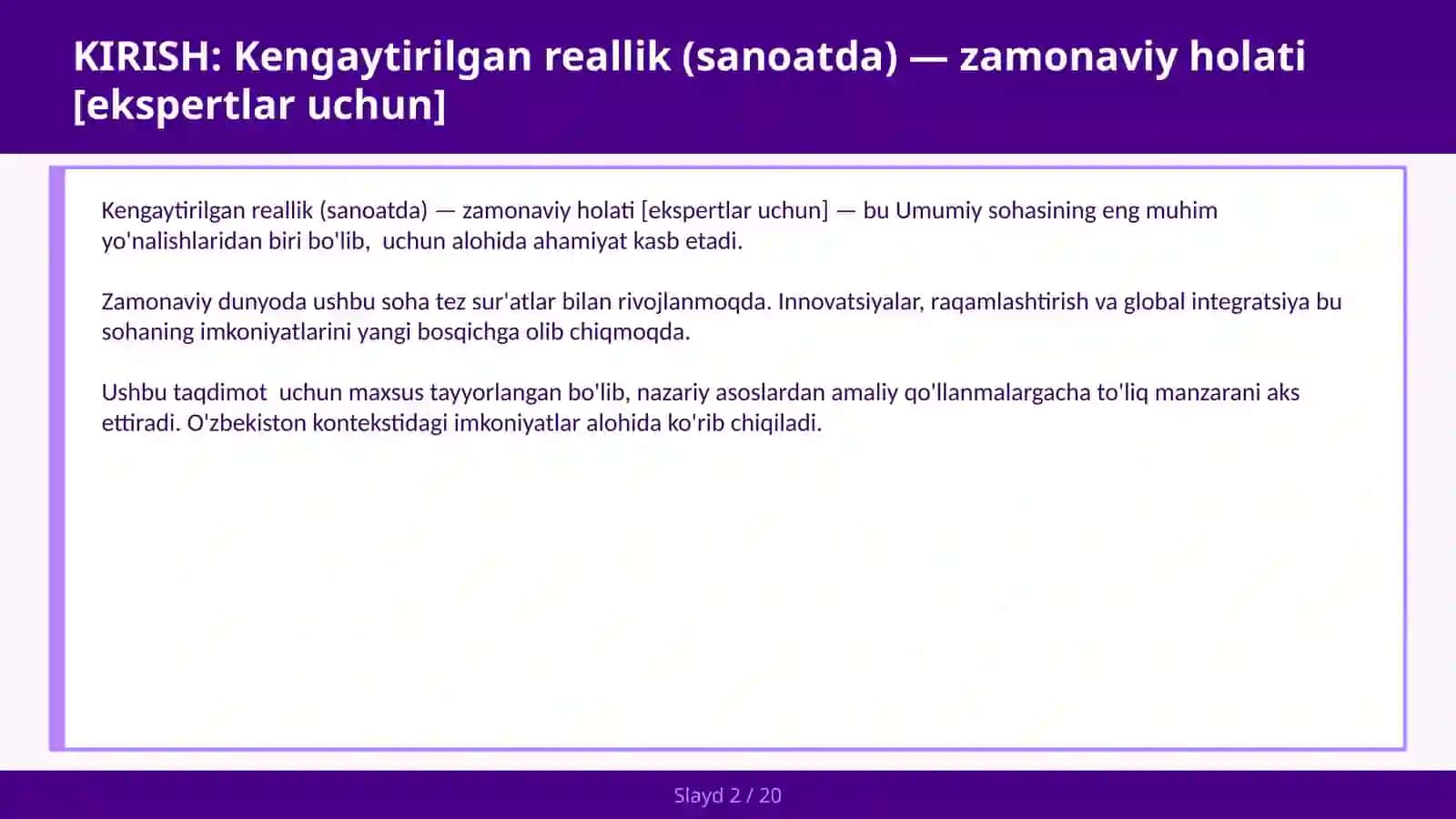 Kengaytirilgan reallik (sanoatda) — zamonaviy holati [ekspertlar uchun] 2