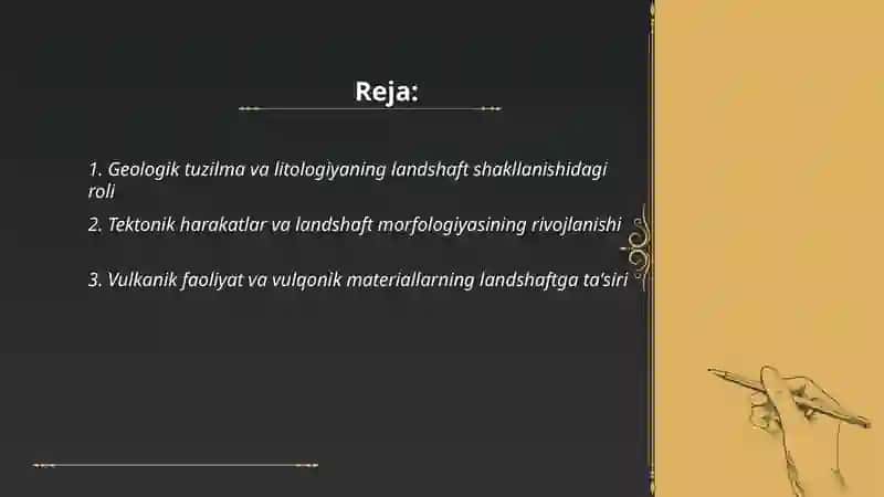 Geologik tuzilma va litologiyaning landshaft shakllanishidagi roli 2