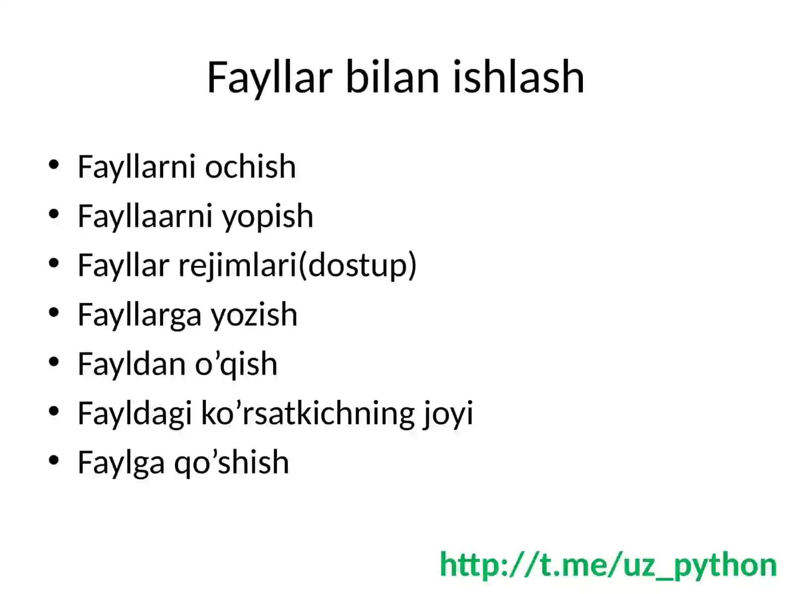 PYTHONda fayllar bilan ishlash 2