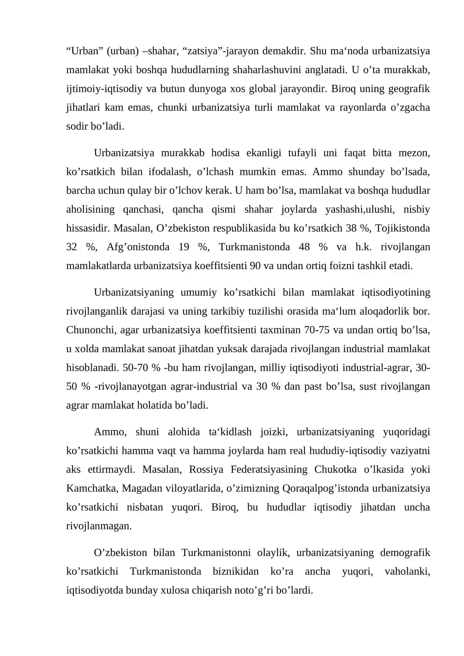Urbanizatsiyaning ijtimoiy-iqtisodiy jihatlari 2