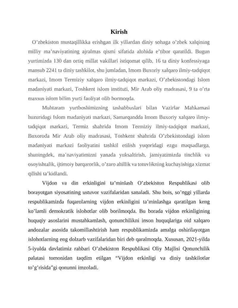 Vijdon va e`tiqoderkinligining tarifi 2