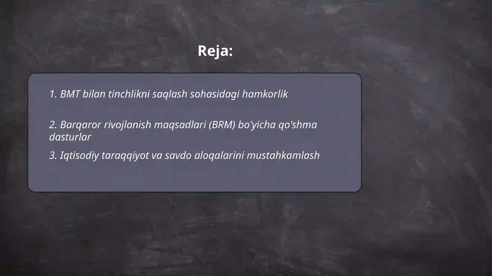 O’zbekiston Respublikasining Birlashgan Millatlar Tashkiloti bilan 4 tomonlama hamkorligi 2