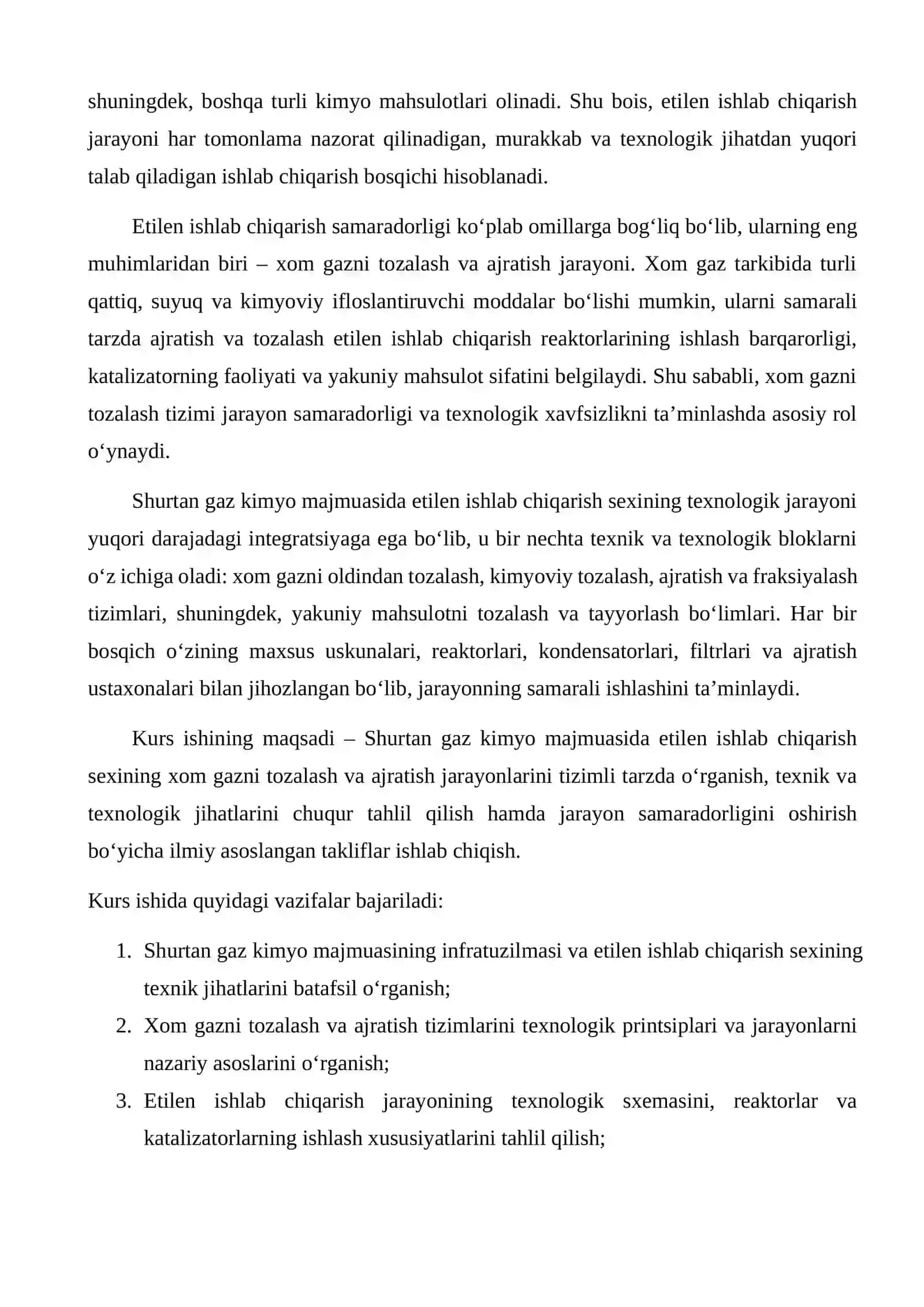 Shurtan Gaz Kimyo Majmuasi: Etilen Ishlab Chiqarish Sexi – Xom Ashyoni Tozalash va Ajratish 2