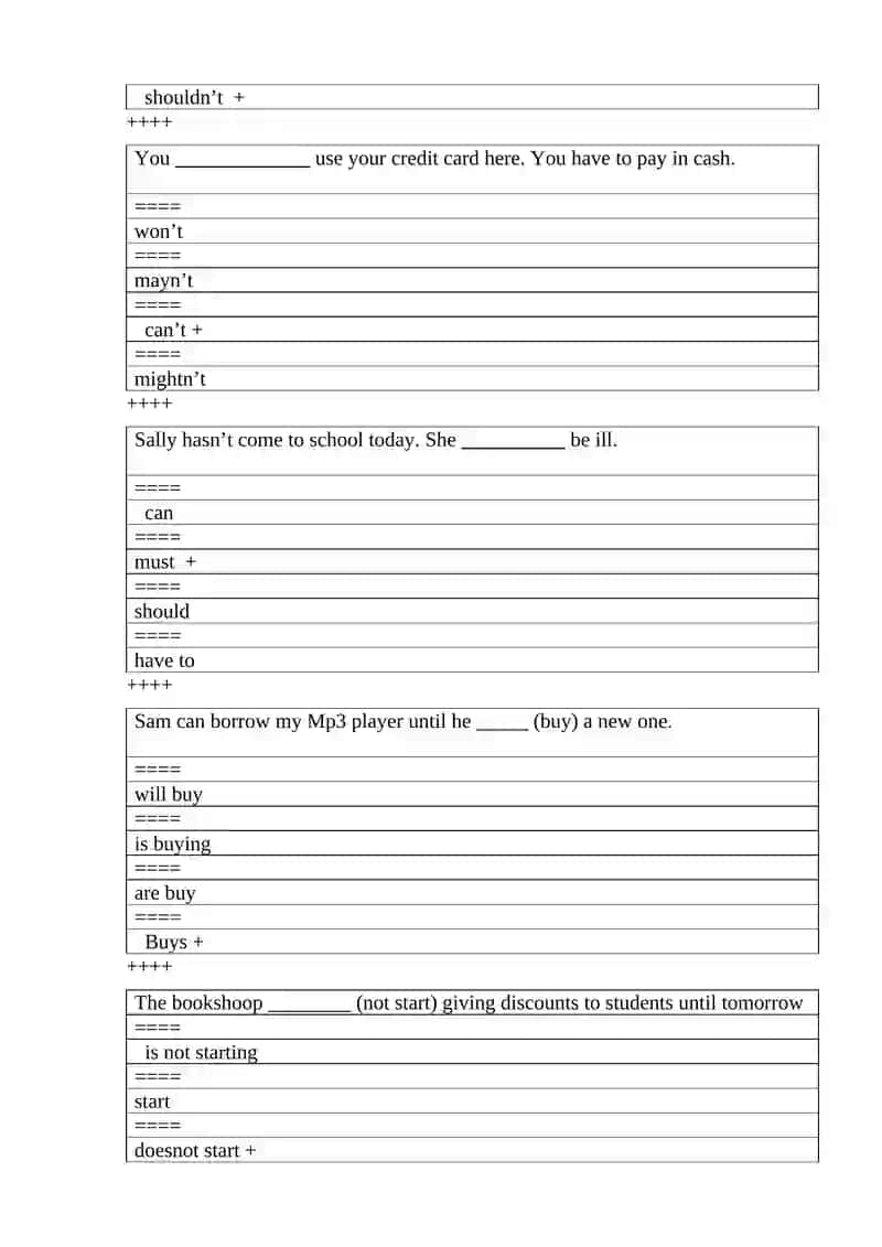 Modal verbs exercise 2