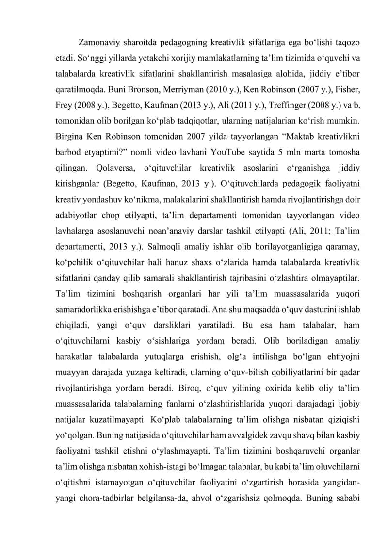 Kreativlik (Ijodkorlik) sport sohasida 2
