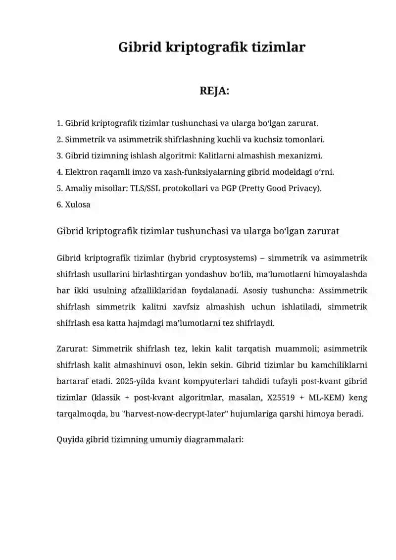 Gibrid kriptografik tizimlar 2