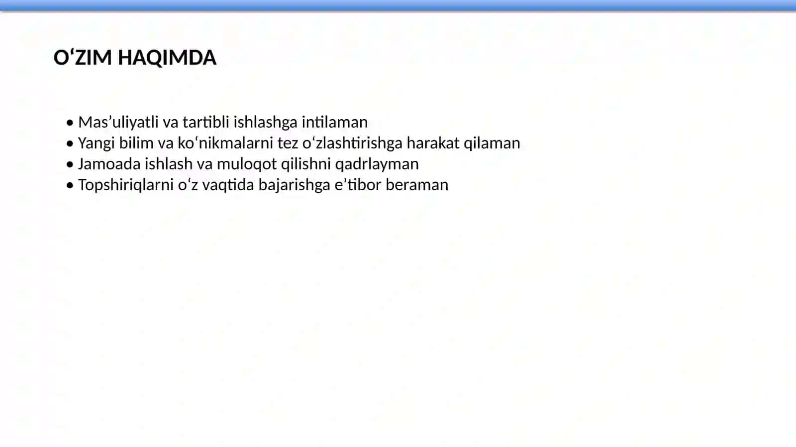 Qisqa professional taqdimot 2
