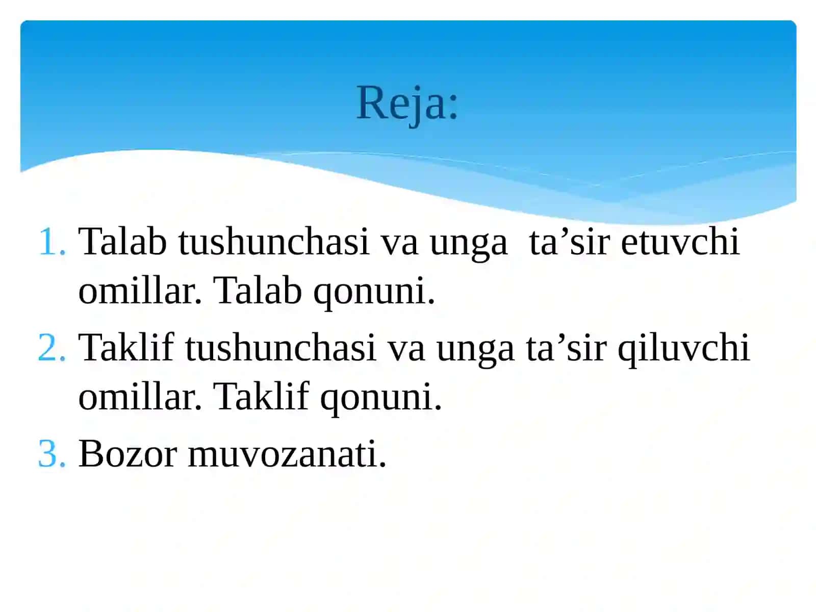 Mikroiqtisodiyotning asosiy kategoriyalari: talab va taklif 2