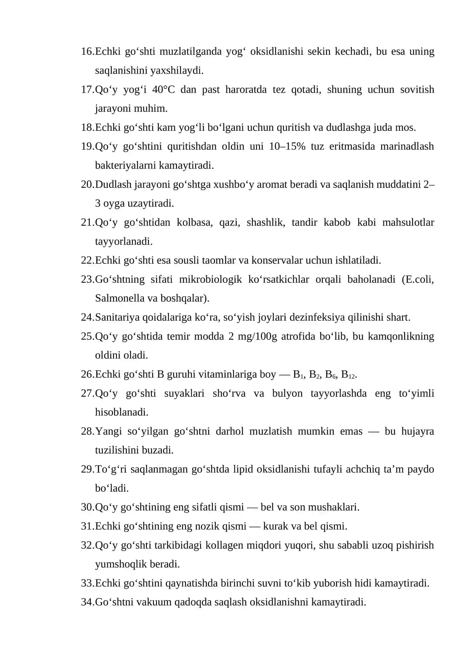 QO‘Y VA ECHKI GO‘SHTINI TAYYORLASH HAMDA SAQLASH TEXNOLOGIYASI BO‘YICHA FAKTLAR 2