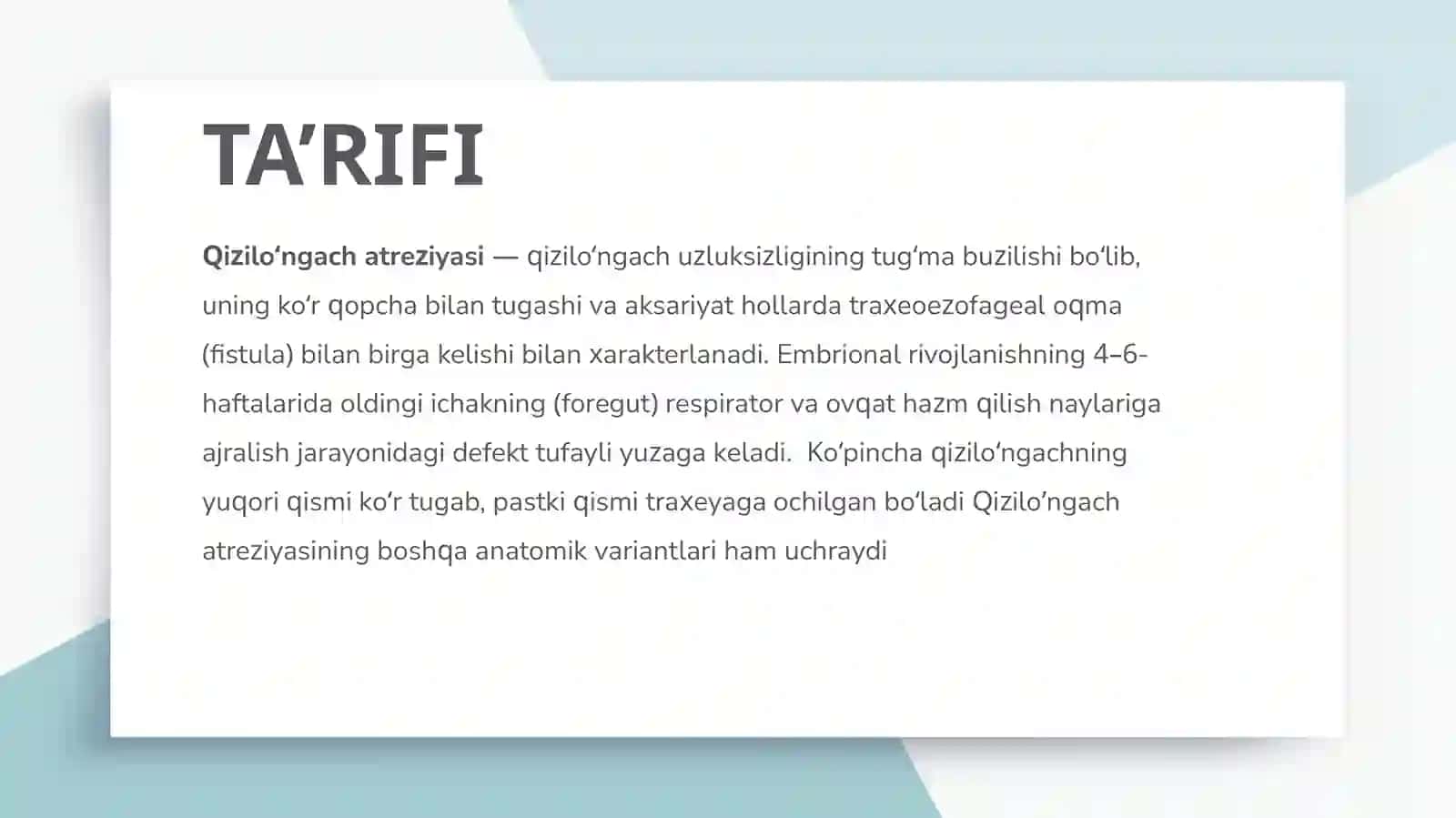 Qizilo‘ngach atreziyasida shoshilinch xirurgik yordam 2