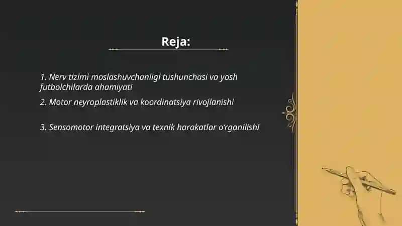 Yosh futbolchilarda koordinatsiya va texnik malakalarni rivojlantirishda nerv tizimi moslashuvchanligining o‘rni 2