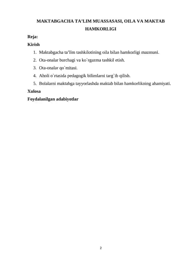 MAKTABGACHA VA BOSHLANG'ICH TA'LIM FANI 2