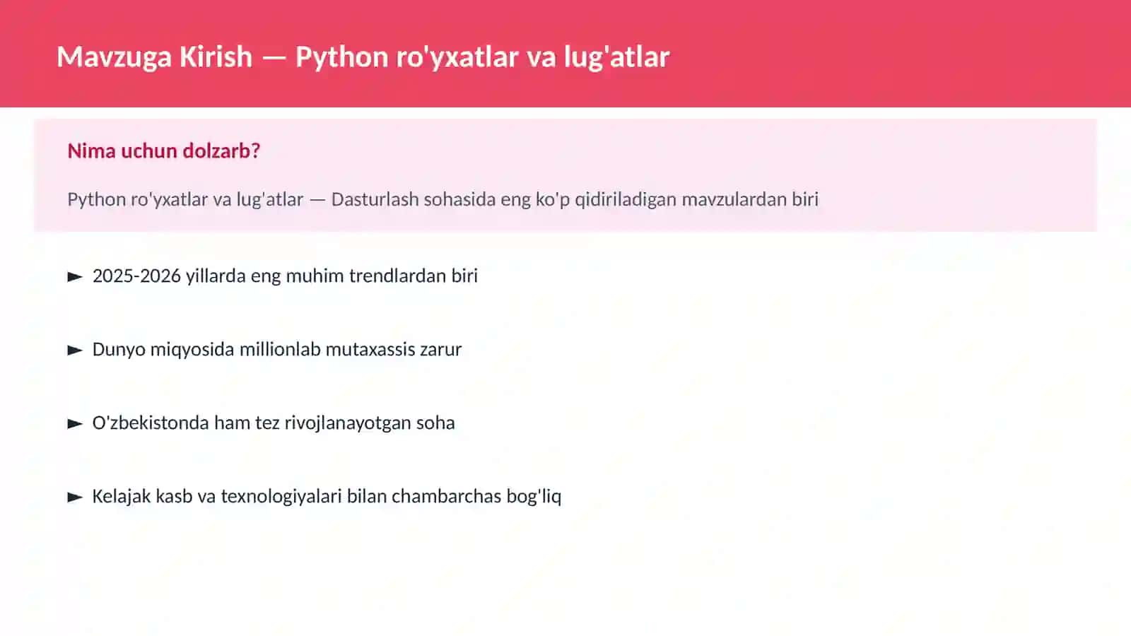 DASTURLASH | PYTHON DASTURLASH 2