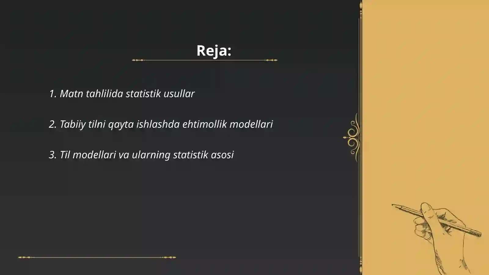 Kompyuter lingvistikasida statistik metod 2