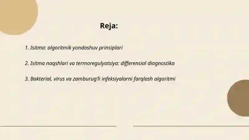Umumiy buzilishlarning klinik ko'rinishlarida algoritmik yondoshuv asosida ichki kasalliklarning differensial diagnozi 2