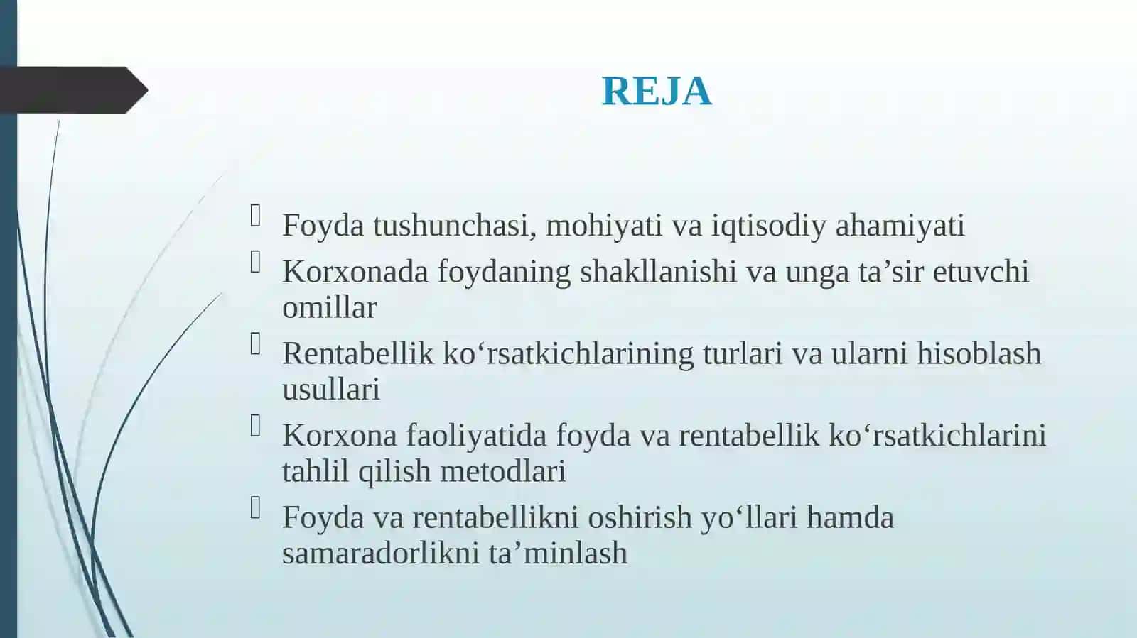 Foydavarentabellikko’rsatkichlarinitahlilqilish 2