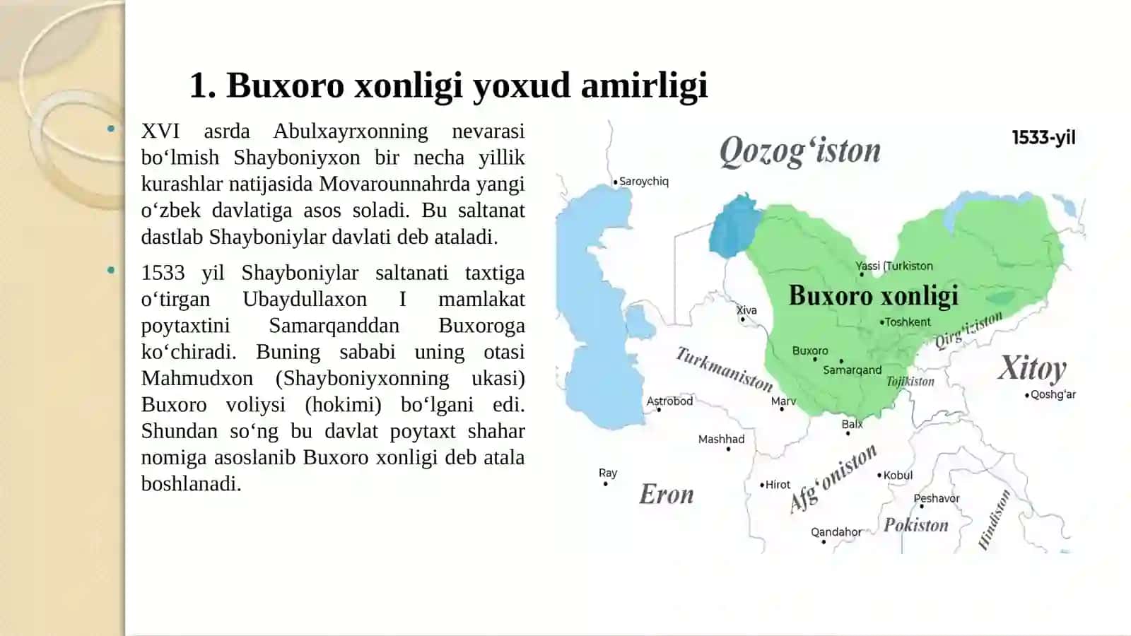 O‘zbek xonliklari chegaralari 2