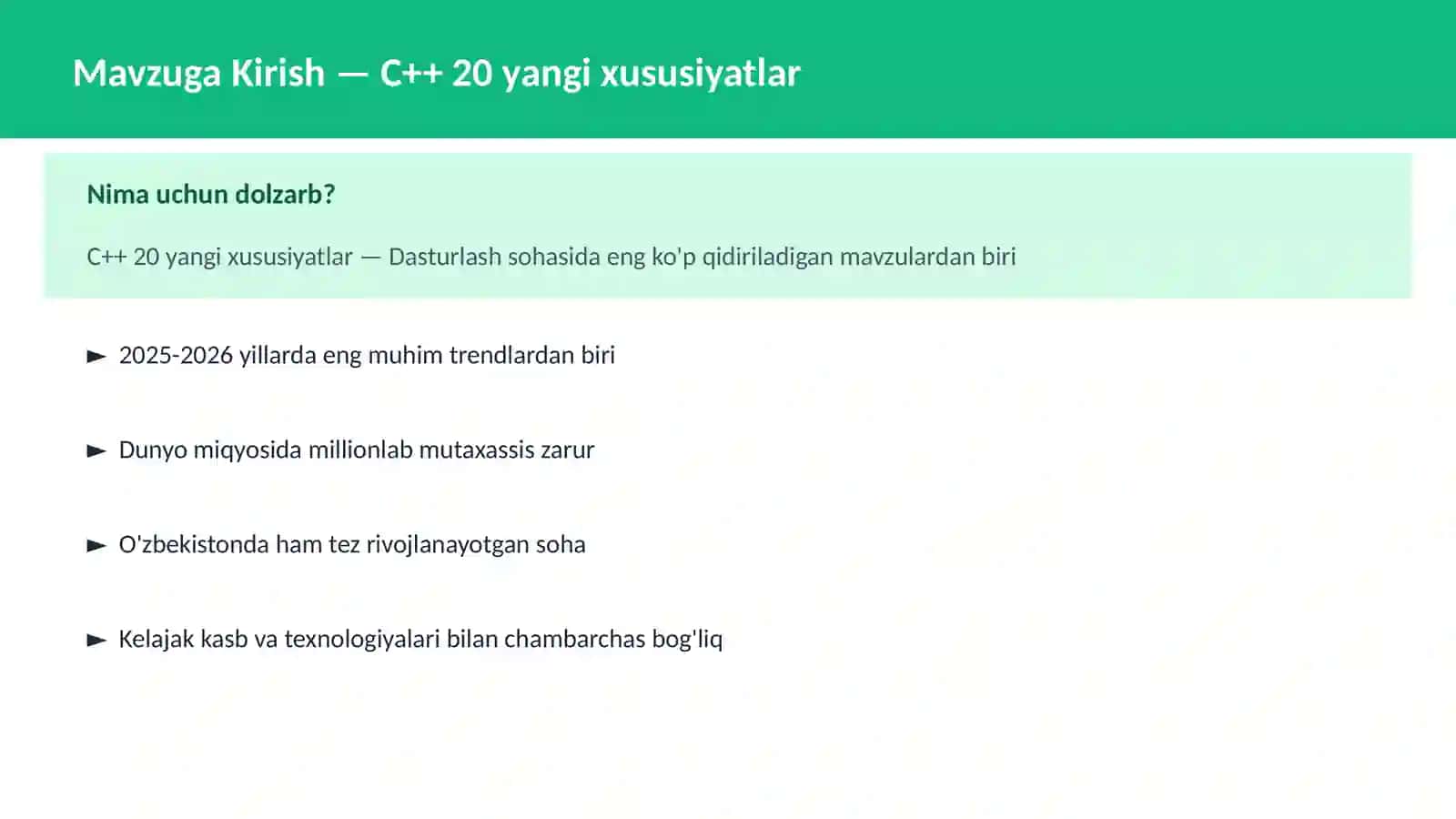 C++ VA TIZIM DASTURLASH 2