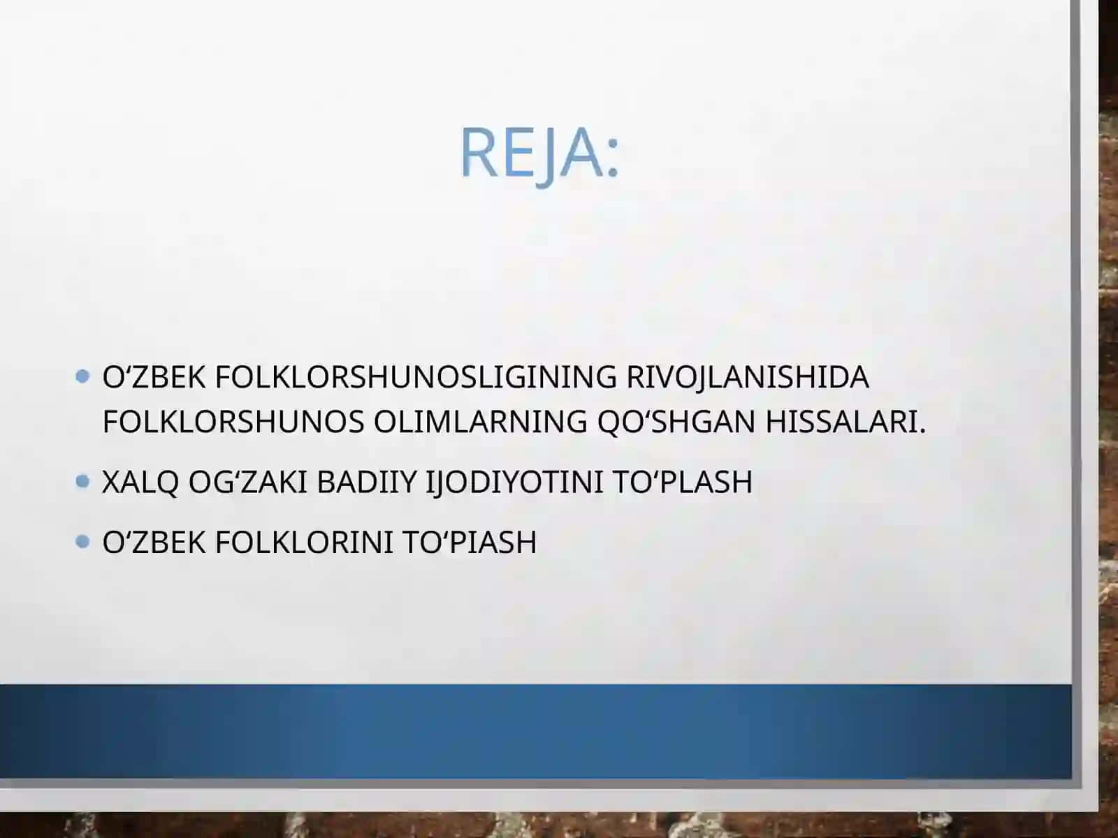 O‘ZBEK FOLKLORSHUNOSLIGINING RIVOJLANISHIDA FOLKLORSHUNOS OLIMLARNING QO‘SHGANHISSALARI 2