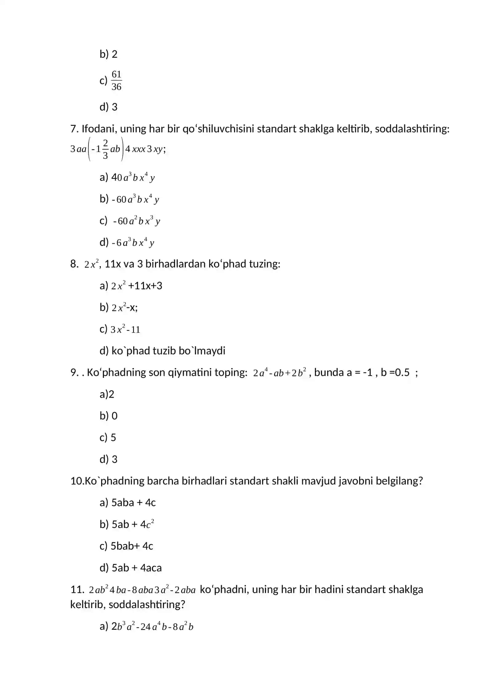 Ko‘phad deb nimaga aytiladi? 2